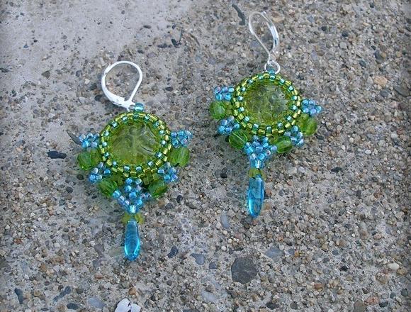 Růžové kvítí - náušnice