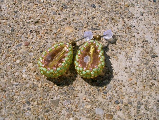 Růžové kvítí - náušnice