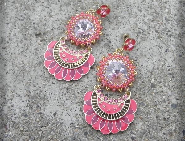 Růžové kvítí - náušnice