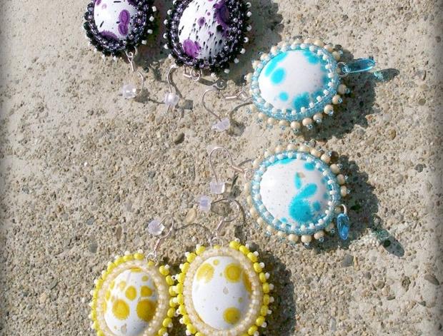 Růžové kvítí - náušnice