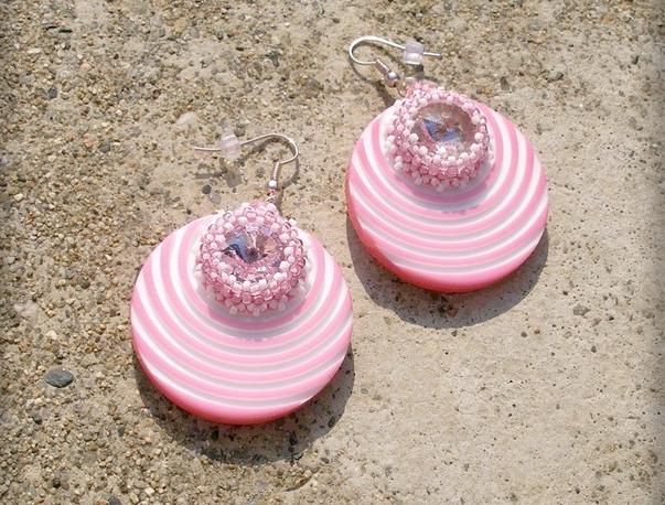 Růžové kvítí - náušnice