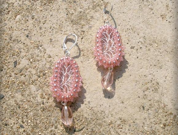 Růžové kvítí - náušnice