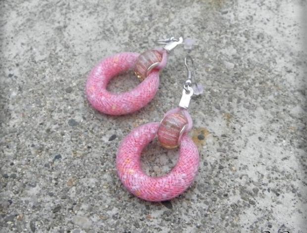 Růžové kvítí - náušnice