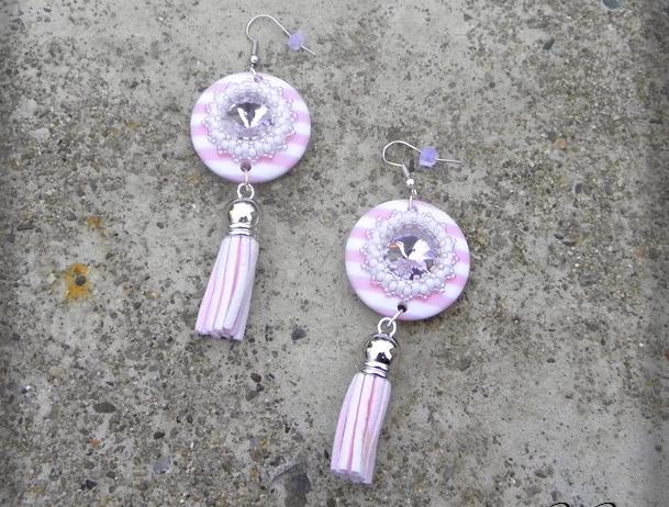 Růžové kvítí - náušnice