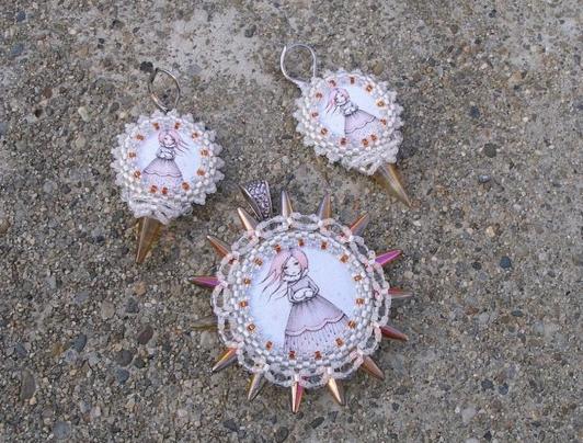 Růžové kvítí - náušnice