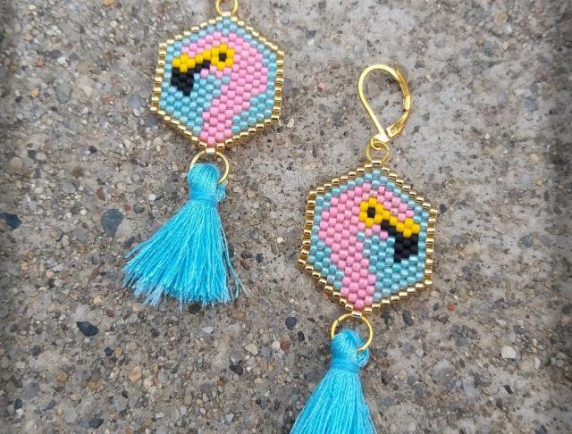 Růžové kvítí - náušnice