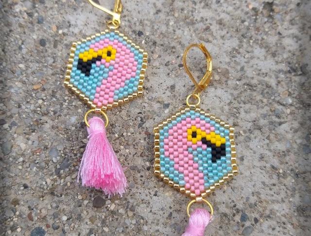 Růžové kvítí - náušnice