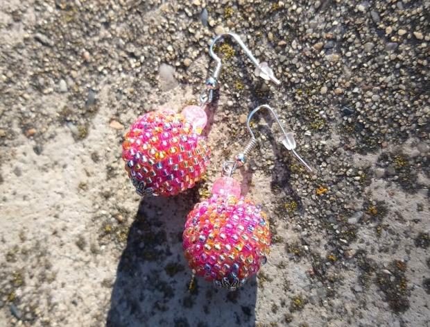 Růžové kvítí - náušnice