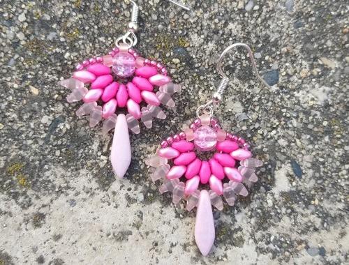 Růžové kvítí - náušnice