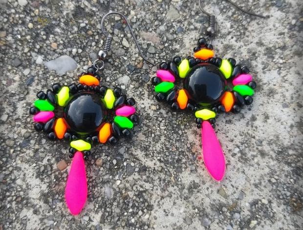 Růžové kvítí - náušnice