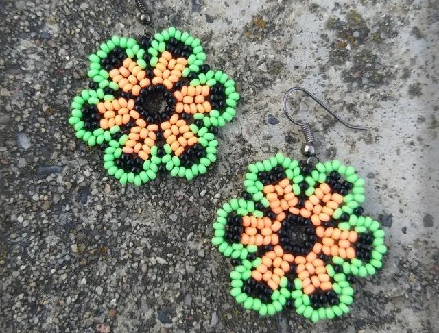 Růžové kvítí - náušnice