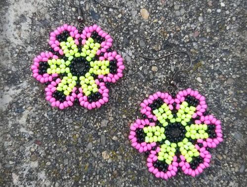 Růžové kvítí - náušnice