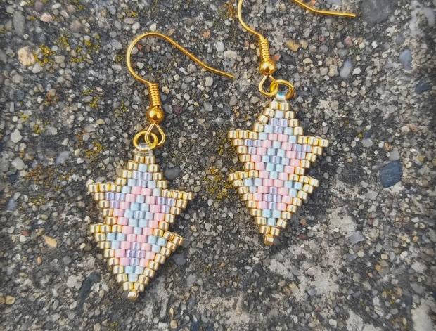 Růžové kvítí - náušnice