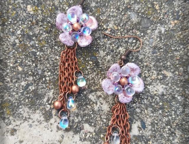 Růžové kvítí - náušnice