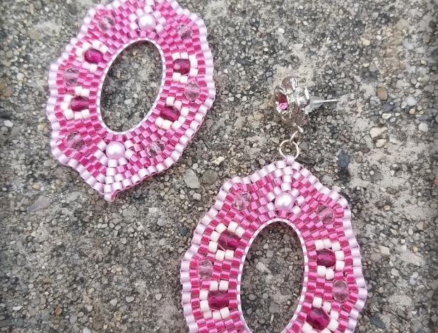 Růžové kvítí - náušnice