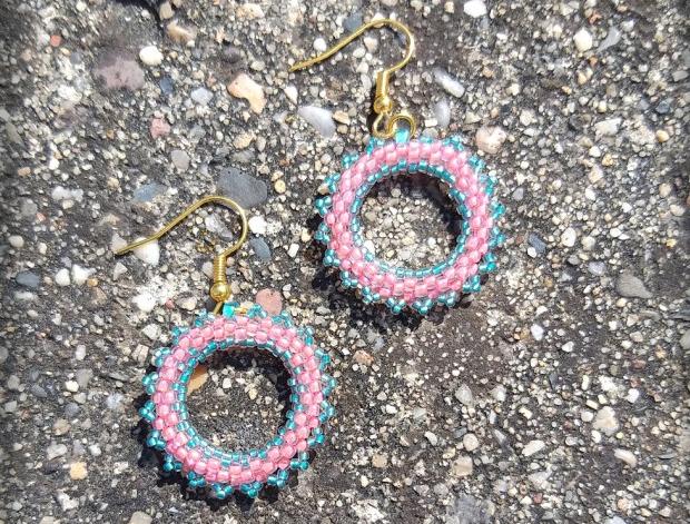 Růžové kvítí - náušnice