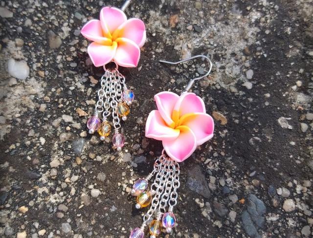 Růžové kvítí - náušnice