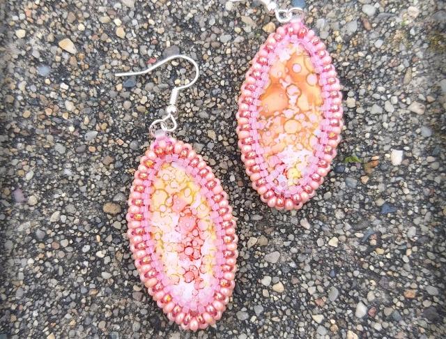 Růžové kvítí - náušnice