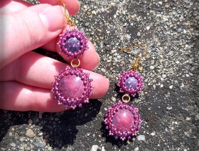 Růžové kvítí - náušnice