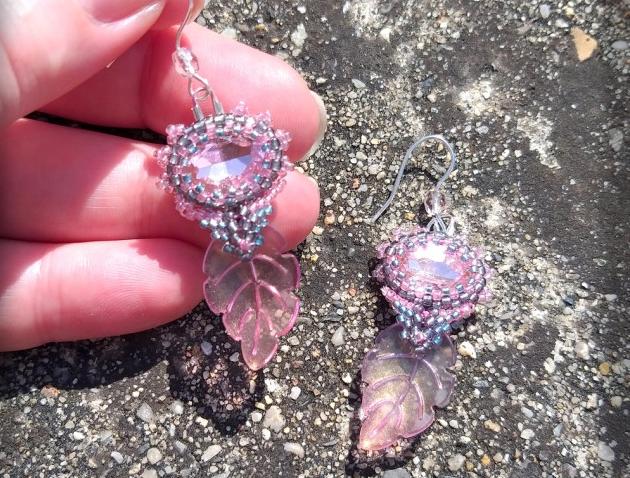 Růžové kvítí - náušnice