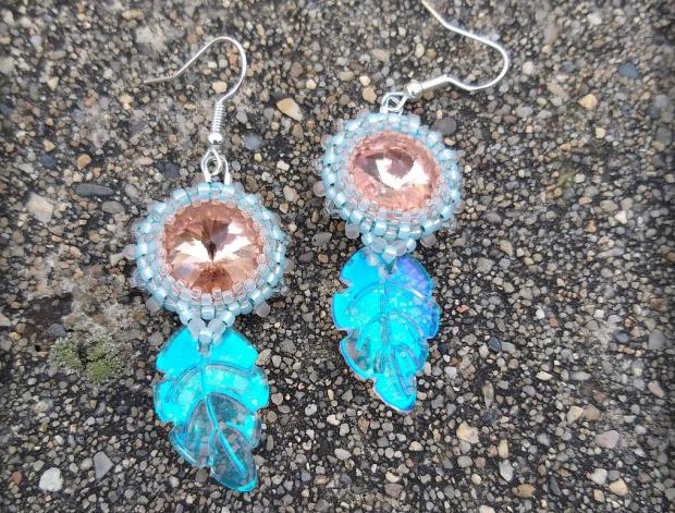 Růžové kvítí - náušnice