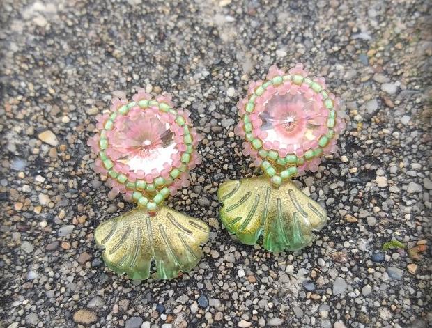 Růžové kvítí - náušnice