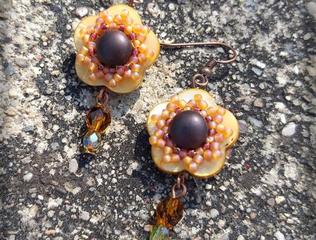 Růžové kvítí - náušnice