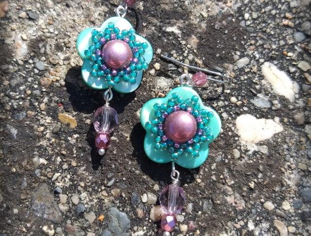 Růžové kvítí - náušnice