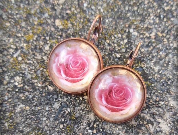 Růžové kvítí - náušnice