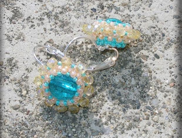 Růžové kvítí - náušnice