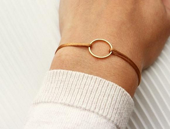 Saténový náramek karma -gold filled styl kruh náhrdelník moderní narozeniny svátek kolo geometrický jemný geometrie stylový karma 
