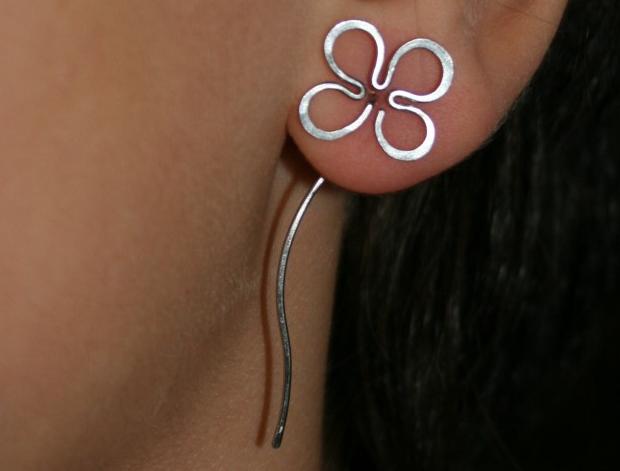 Náušnice - čtyřlístek - ocel náušnice květina květ chirurgická ocel hypoalergenní provlékací 