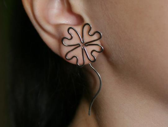 Náušnice - čtyřlístek - ocel