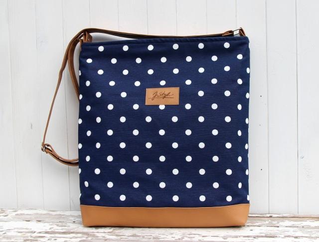 Kabelka crossbody 3 kabelka modrá puntíky 