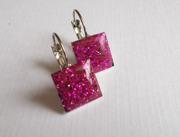 Náušnice z pryskyřice náušnice třpytky pryskyřice kulaté resin barevn 