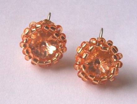Náušnice - obšívané rivolky náušnice visací swarovski rivoli obšívané oranžové zářivé třpytivé sluníčkové 