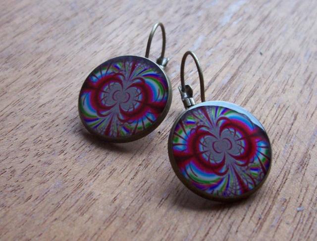 Náušnice z pryskyřice náušnice barevná pryskyřice motiv kulaté mandala grafika resin 