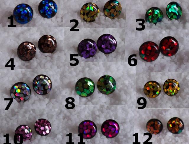 Třpytivé pecky náušnice pecky třpytky puzeta glitry zářivé třpytivé 