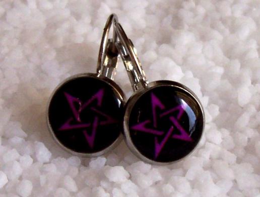 Náušnice z pryskyřice - výprodej náušnice barevná romantické pryskyřice motiv kulaté grafika resin pentagram 