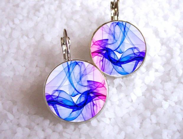Náušnice z pryskyřice náušnice pryskyřice motiv grafika resin barevn í kulaté 