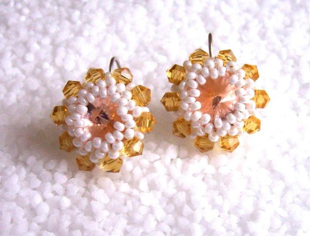 Obšívané rivolky náušnice visací toho swarovski rivoli obšívané ples rivolky rokail třpytivé 
