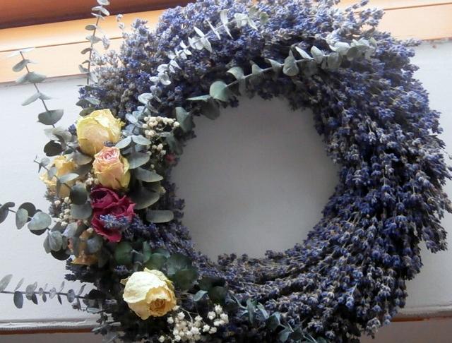 Věnec - Levandulový, romantický domov eucalyptus levandule přírodní natur růže věnec chalupa craft nevěstin závoj 