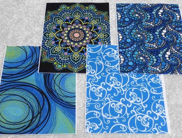 Set bavlněných panelů-odstíny modré modrá modré odstíny bavlněné panely vzorovaná látka látkové panely látka na patchwork 