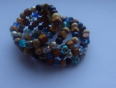 Paměťový náramek Modrohnědý. náramek paměťový pružný přizpůsobivý 6 otoček roztažitelný 