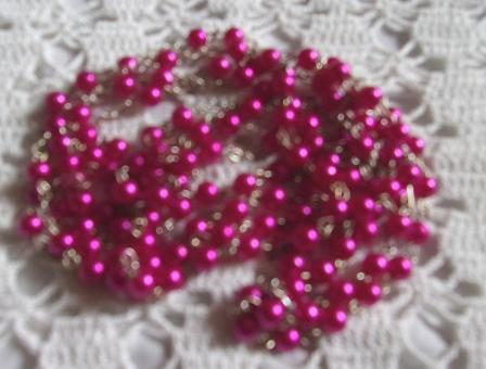 Korále, ketlované dvouřadé. náhrdelník ketlované korále sytě růžové dvouřadé 