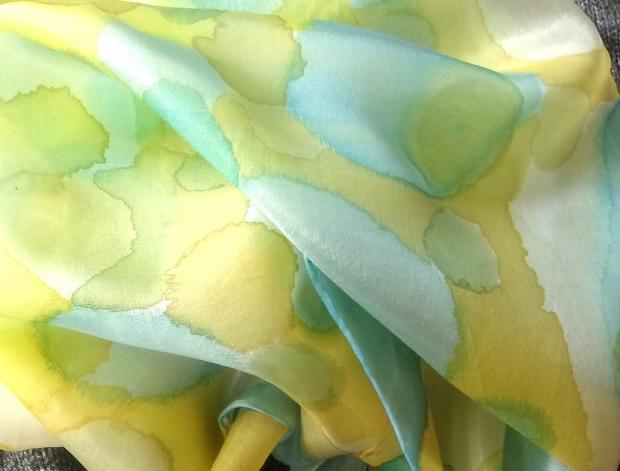 Hedvábná šála, sluneční svit. ruční práce hedvábná šála 100% hedvábí 